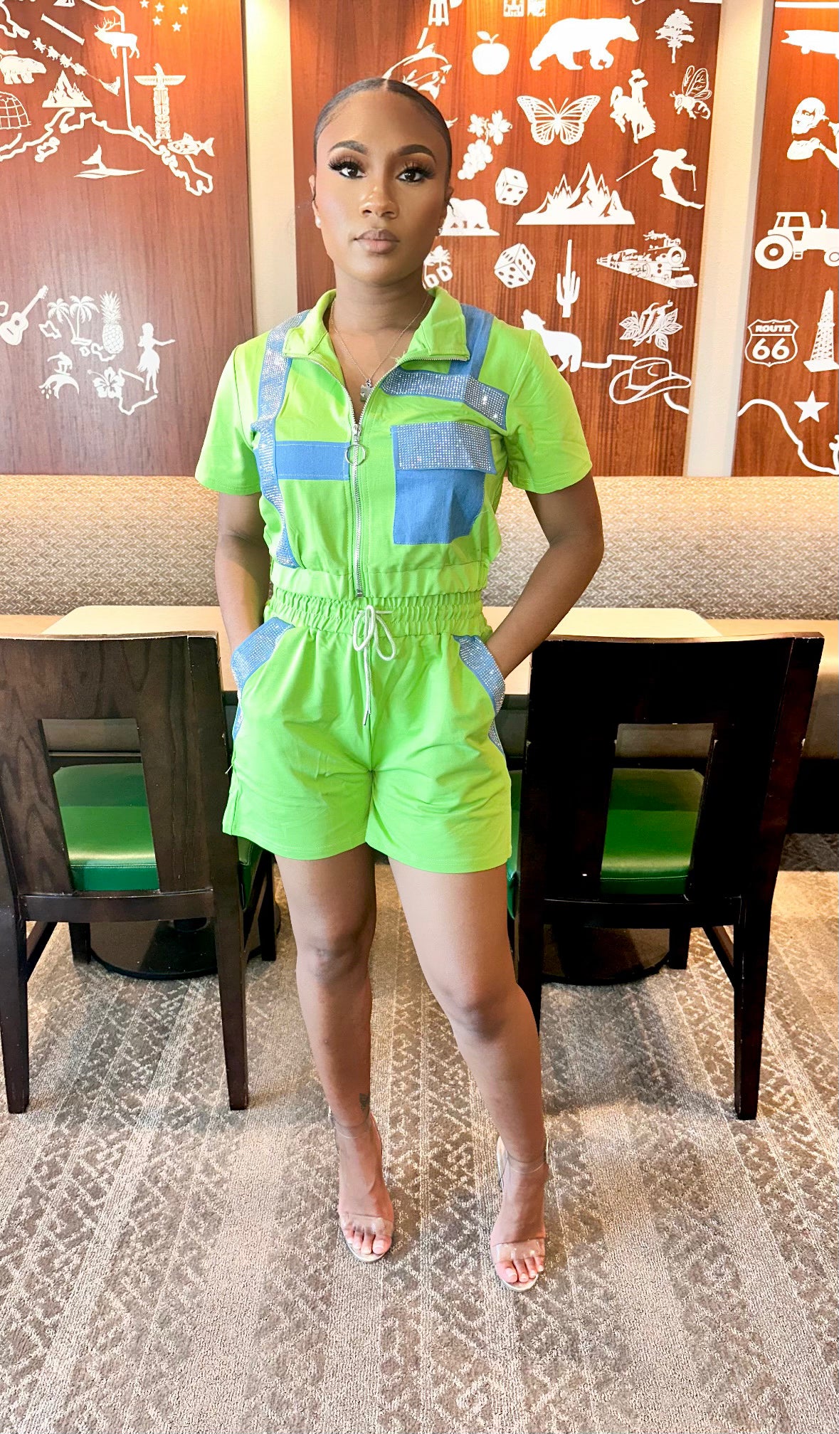 DENIM DAYZ 2PC SET (GREEN)
